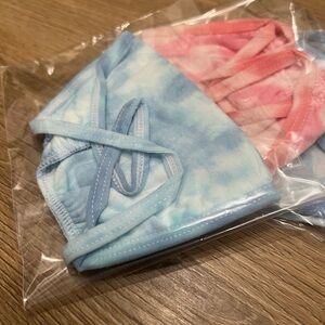 Tie-Dye Cotton Face Mask Set - Blue & Pink